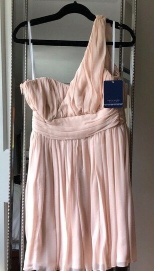 coren moore bridesmaid dresses BLUSH PINK SILK CHIFFON FORMAL DRESS 2 ONE SHOULDER US NW Wedding bouquet