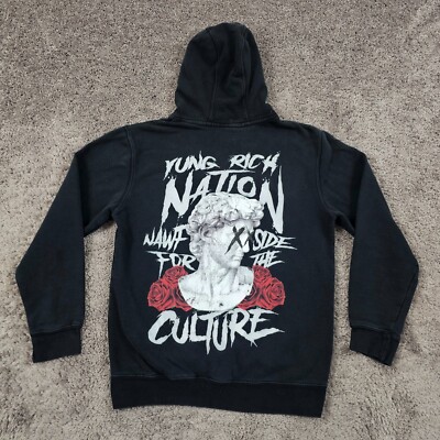 YRN Young Rich Nation Culture Hoodie Mens Small S Black Long sleeve Pockets