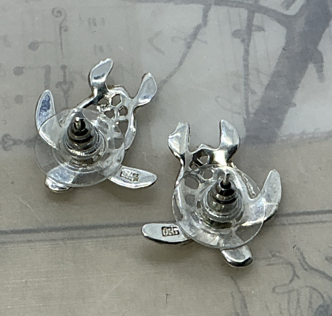 Hawaiian Honu Turtle Open Shell Patterned 925 Ste… - image 9