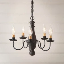 5 Arm Bed and Breakfast Wood Country Chandelier in 4 Color Choices