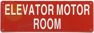 Elevator Motor Room Sign (Reflective, Aluminum, RED Background-REF24-1027
