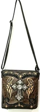 CROSS WINGS RHINESTONE CROSS BODY BAG CONCEALED PURSE SHOULDER CHRISTIAN HANDBAG