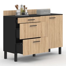 Buffet bas casserolier de cuisine 120 cm CINA plan de travail H.83 cm 1 porte +