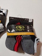 Athletic Works No Show Socks Youth S Black/ Grey 6 Pairs Shoe 4.5 - 8.5 Boys