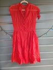 Vintage 50er Jahre rotes transparentes Fit and Flare Kleid S beschädigt