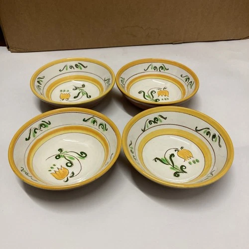 4 Stangl Pottery Yellow Tulip Fruit Dessert Ice Cream Bowls