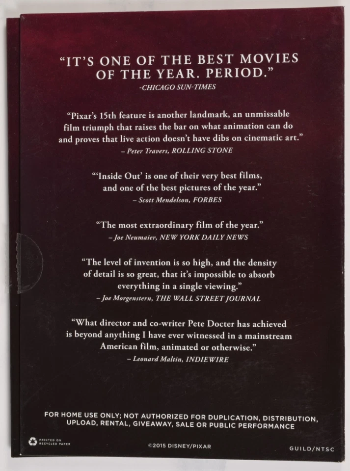 Inside Out Awards Screener (DVD, Phyllis Smith Richard Kind Amy Poehler) - Image 2 of 4