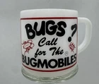 Vintage Federal Milk Glass Advertising Mug Bugs Double Sided Fire King Cup