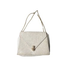 Vintage Whiting And Davis White Mesh Purse With Gold Chain Shoulder Strap
