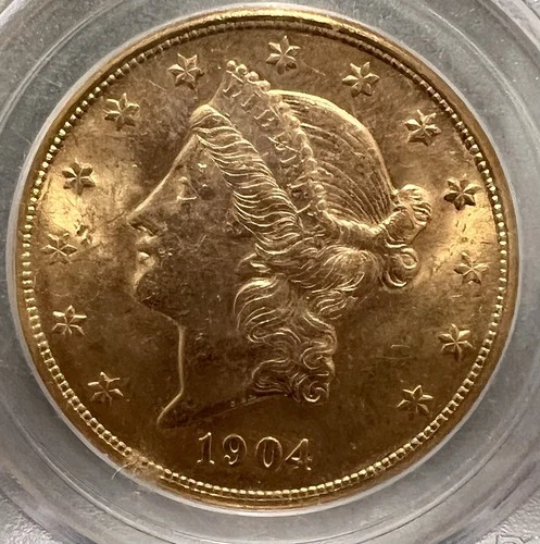 1904-S $20 LIBERTY DOUBLE EAGLE PCGS MS62 MS-62 OLD GREEN HOLDER OGH STUNNING