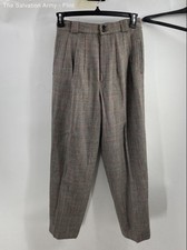 Giorgio Sant'Angelo Womens Multicolor Plaid Wool Pleated Front Dress Pants Sz 10
