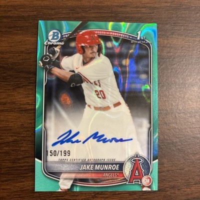 2025 Bowman Draft Jake Munroe Aqua Lava Refractor Auto #/199 1st Chrome Angels