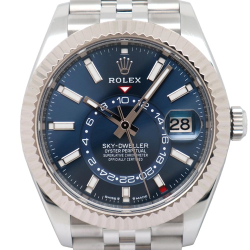 2023 Rolex 336934 Sky-Dweller Steel 18K White Gold Blue Dial Command Bezel Watch