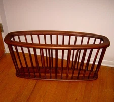 Vintage Arthur Umanoff Mid-Century Modern 31" Walnut Oval Spindle Magazine Rack