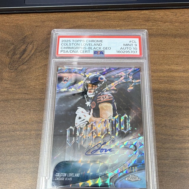 2025 Topps Chrome Colston Loveland Bears RC Chromographs Black Geo Auto /10 PSA…