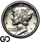 1938-D Mercury Dime, Uncirculated Gem