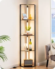 DEWENWILS 64" Corner Display Shelf with Light, for Living Room, Bedroom, Office