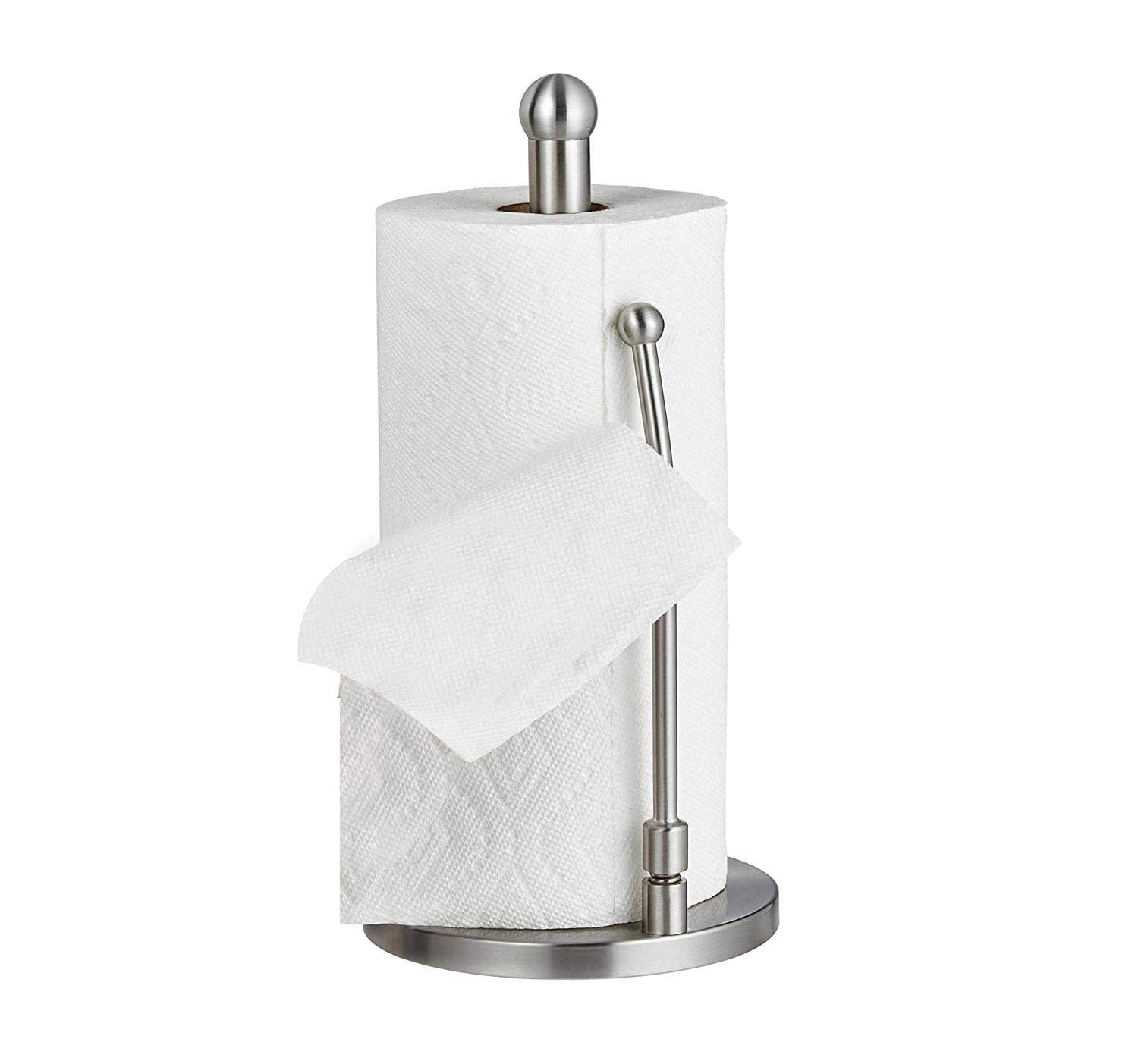 Countertop Paper Towel Holder - Stainless Steel Kitchen Napkin Roll Dispenser