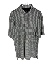 Johnnie O Polo Shirt Mens XL Gray Striped Golf TPC Deere Run