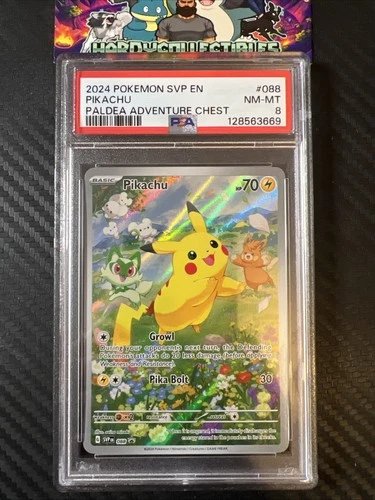 Pokemon Card - Pikachu SVP 088 IR Promo Paldea Adventure Chest - PSA 8