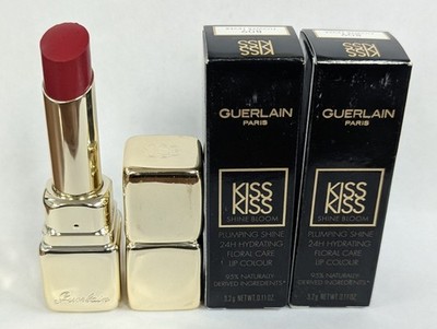 2 PACK GUERLAIN KISS KISS PLUMPING SHINE LIP COLOUR 809 FLOWER FEVER 0.11oz NIB