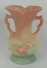 1946-47 Hull Pottery WILDFLOWER MATTE VASE W-1-5½ Pink Blue Double Handled Ohio