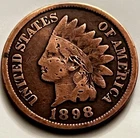 1898 Indian Head Cent Penny Bronze Circulated Good Very Good BN1109