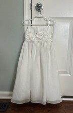 David  s Bridal Flower Girl Dress Wedding White Beaded Toddler Girl Size 4