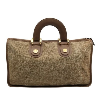 Borbonese Brown Suede Redwall Quail Print Satchel Bag