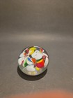 Vintage Clear Glass Paperweight With Multicolor Flowers , Made In Taiwan — photo 1