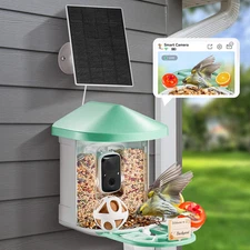 Smart Bird Feeder with 2K Camera AI Identify Bird Solar Panel APP Wi-Fi