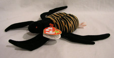 1996 Ty Beanie Baby Spinner Spider Black Yellow Insect New NWT