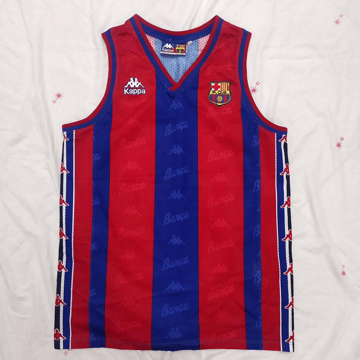 90s Kappaカッパ FC Barcelona DELFINI ゲームシャツ FC Barcelona 90s Vintage Kappa Shirt Basketball Mens Jersey Spain