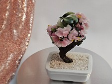 vintage  Halbedelstein Baum Höhe ca 18 cm, Rosa, Japan Bonsai