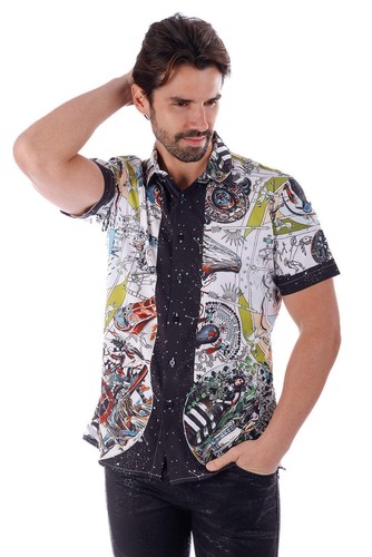 BARABAS Men's Science Astronomy Printed Short Sleeve Shirts 4sst35 - Picture 4 of 7