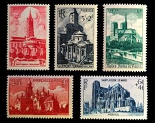 Timbres france neufs: série de 1947, N°772 à 776, Cathédrales