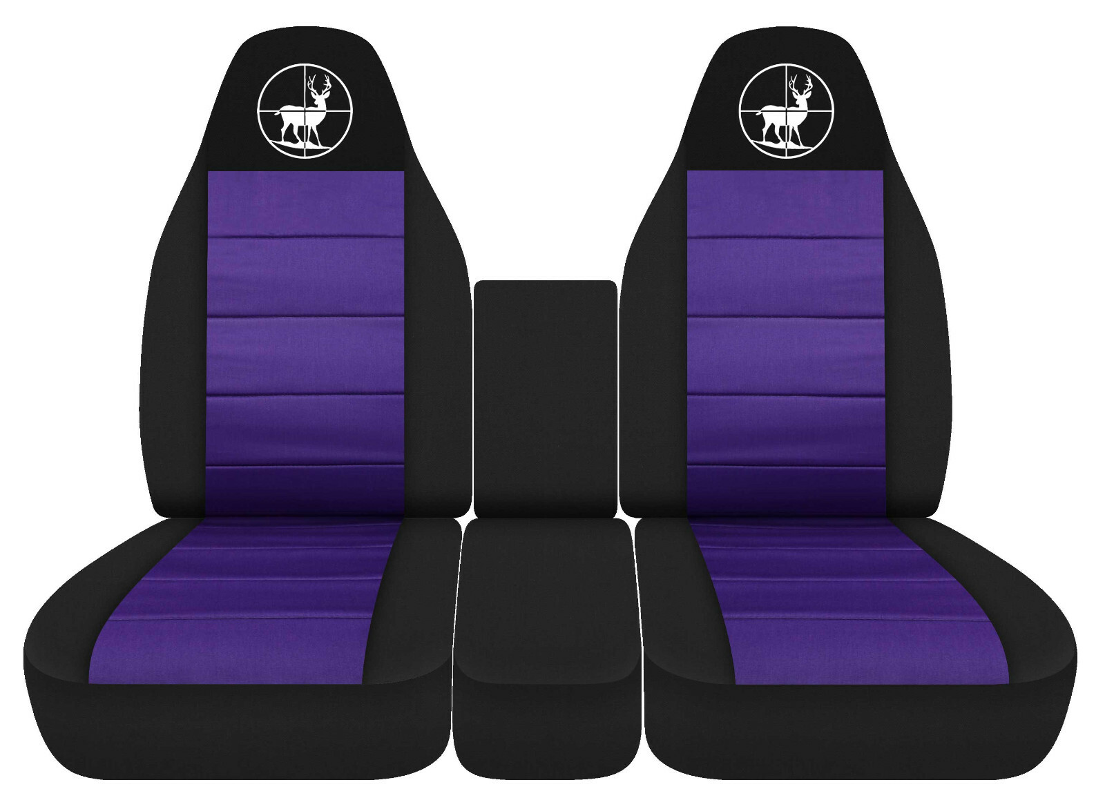 Black & purple deer print car seat cover for 1994-2002 Dodge Ram front 40-20-20 seats-image