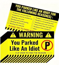 50pcs YOU PARKED LIKE AN IDIOT Bad Parking Cards FAKE Ticket Prank Joke Gag Gift
