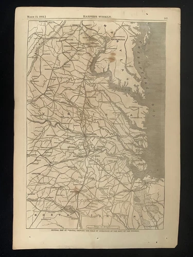 March 1862 Harpers Weekly Civil War PG ~ Richmond & VA Map Memphis TN Engravings