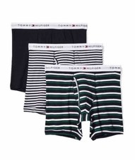 NWT Tommy Hilfiger.  3 Pack. Cotton Boxer Briefs. Green Striped MSRP 42.00