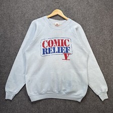Vintage Comic Relief Sweatshirt Mens XL Blue 90s V Five Charity Robin Williams