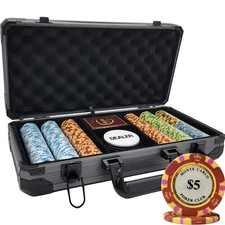 MRC POKER 300PCS 14G MONTE CARLO POKER CLUB POKER CHIPS SET WITH DELUXE CASE