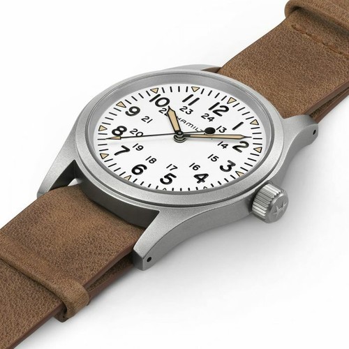 Reloj para hombre Hamilton caqui campo mecánico esfera negra correa de cuero H69439511 - Imagen 2 de 5
