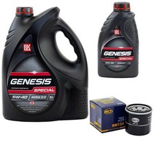 Motoröl Set Lukoil Genesis 5W-40 6 Liter + Ölfilter für Renault Koleos Subaru