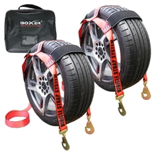 Pro Basket Tie Down Car Tire Strap Tow Dolly Snap Hook With Rubber Sleeve 2 Pack