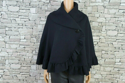 SUTTON STUDIO DAMEN ELEGANTER REINE WOLLE PONCHO ÜBERWURF SCHWARZ 40 42