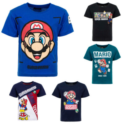 Super Mario Kinder T-Shirt Kurzarm Shirt 98 bis 128 Luigi Cooper Toady Bowser