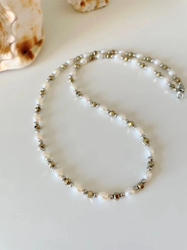 Мужской жемчуг ожерелье с золотой гематит, жемчуг ожерелье мужчин, жемчуг ожерелье. - Изображение 3 из 4