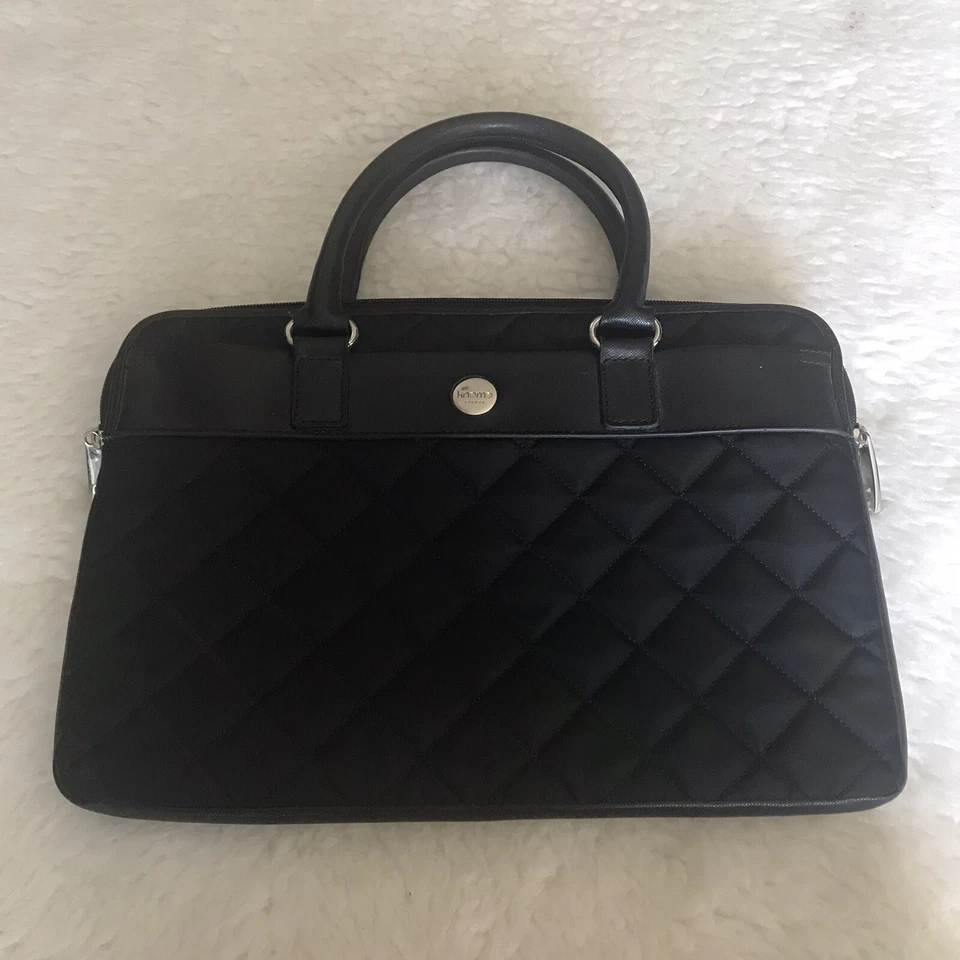 Bolso de mano Knomo London Lincoln microfibra negro acolchado funda para computadora portátil 12 pulgadas Foto 3 de 4