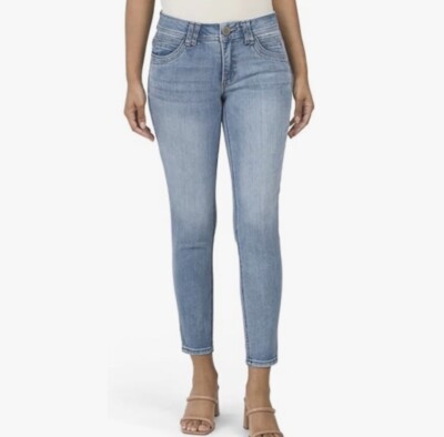 Democracy Women's Ab Solution Vintage Denim Jeans - Light Blue Ankle Length, Size 8, Stretch Comfort Fit